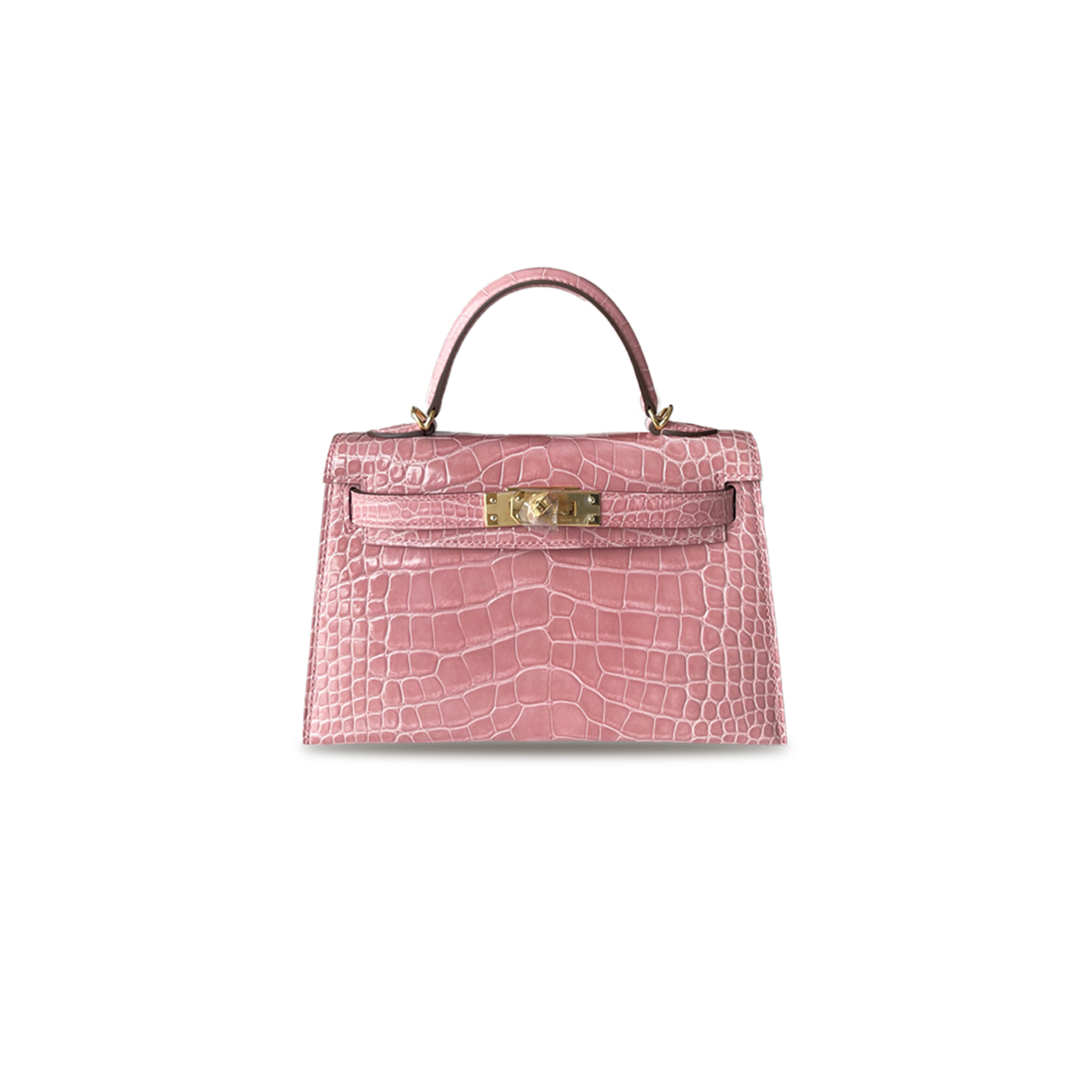 H**mes master mini kelly ii shiny american crocodile leather gold buckle (19*12*5.5cm)